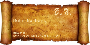 Behr Norbert névjegykártya